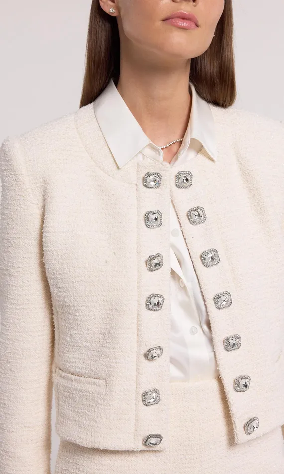 Women Generation Love Clothing Blazers and Jackets Kaiden Tweed Jacket Cream