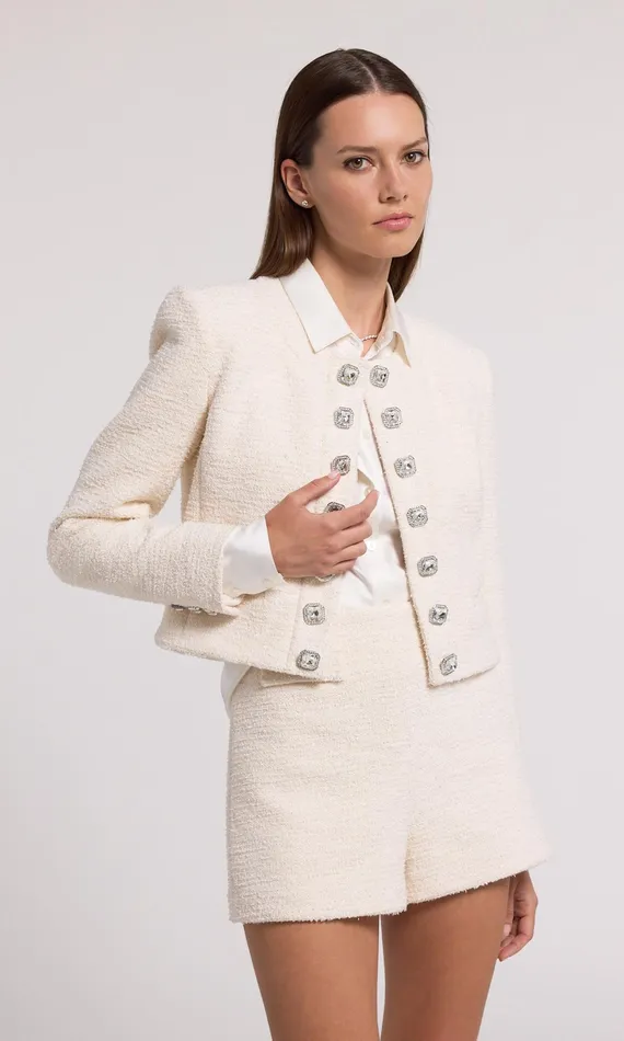 Women Generation Love Clothing Blazers and Jackets Kaiden Tweed Jacket Cream