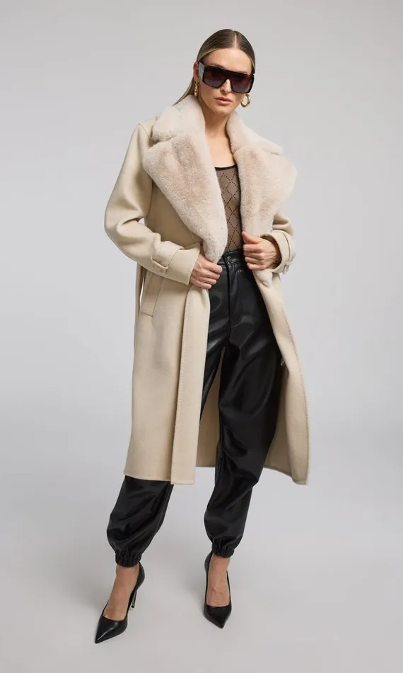 Women Generation Love Clothing Outerwear Annakin Faux Fur Collar Wool Coat Cream Women Generation Love Clothing Outerwear Annakin Faux Fur Collar Wool Coat Cream
