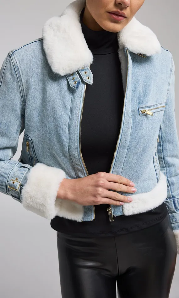 Women Generation Love Clothing Outerwear Jude Denim Faux Fur Combo Jacket Light Bluewhite Women Generation Love Clothing Outerwear Jude Denim Faux Fur Combo Jacket Light Bluewhite