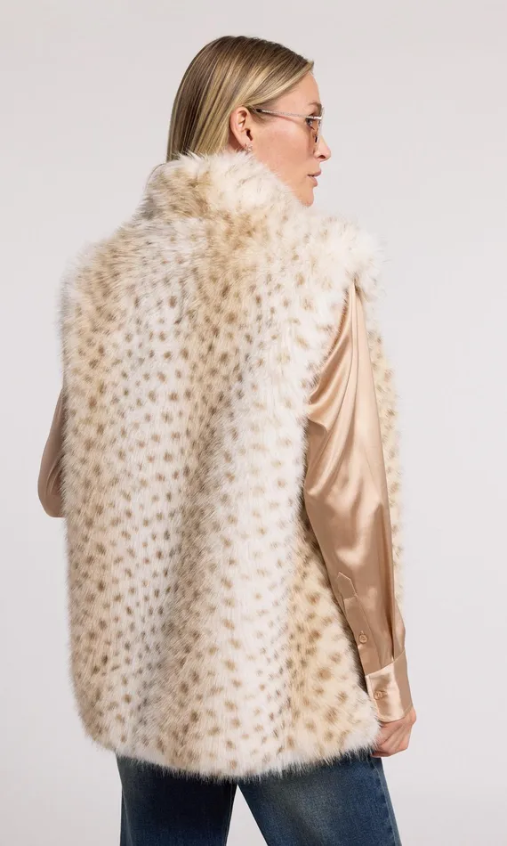 Women Generation Love Clothing Outerwear Mimi Leopard Faux Fur Vest Snow Leopard