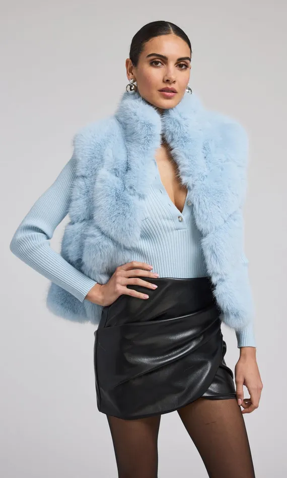 Women Generation Love Clothing Outerwear Rosario Faux Fur Vest Powder Blue