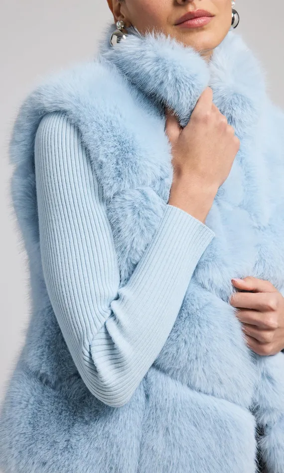 Women Generation Love Clothing Outerwear Rosario Faux Fur Vest Powder Blue