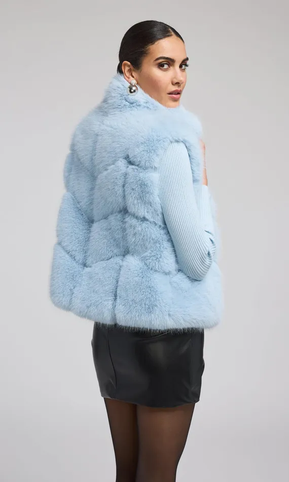 Women Generation Love Clothing Outerwear Rosario Faux Fur Vest Powder Blue