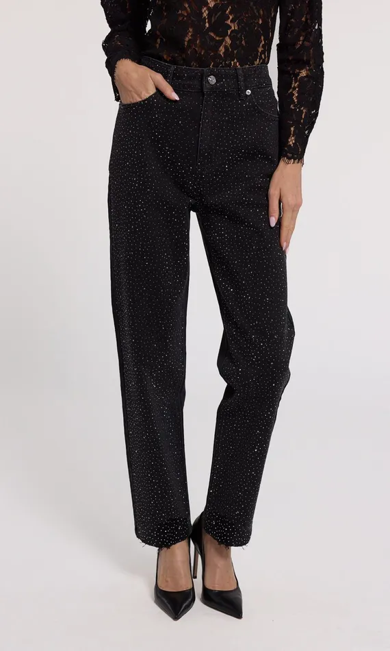 Women Generation Love Clothing Pants Baylor Compact Crystal Jeans Washed Black Hematite