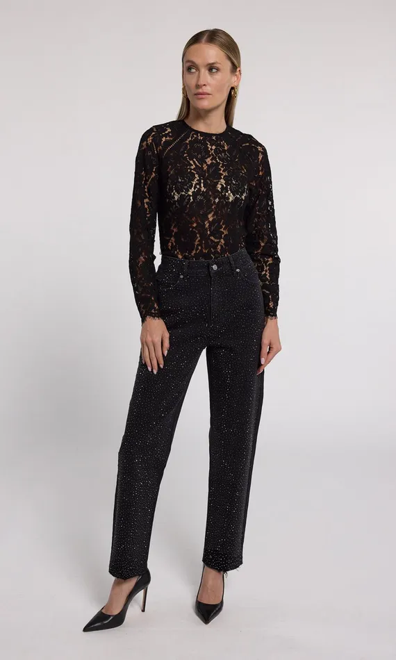 Women Generation Love Clothing Pants Baylor Compact Crystal Jeans Washed Black Hematite