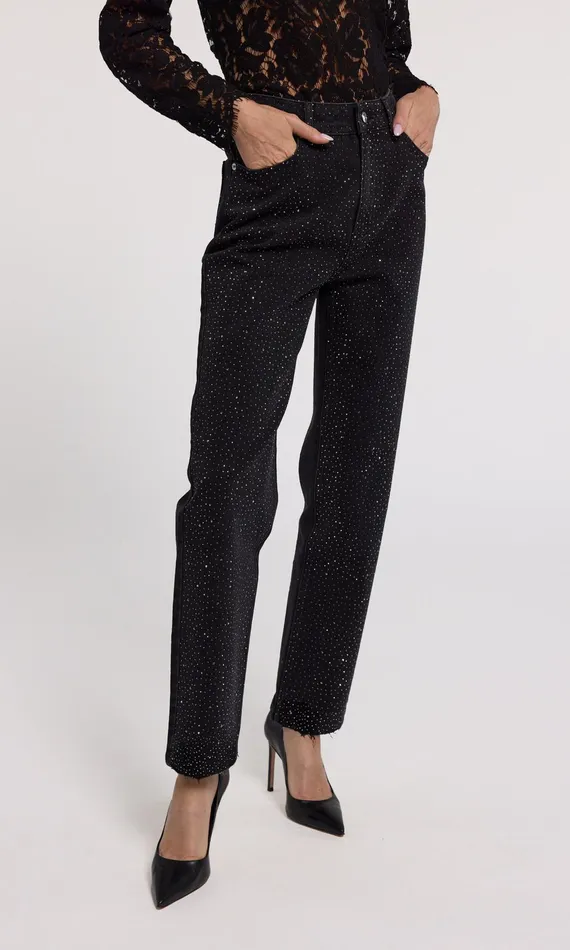 Women Generation Love Clothing Pants Baylor Compact Crystal Jeans Washed Black Hematite