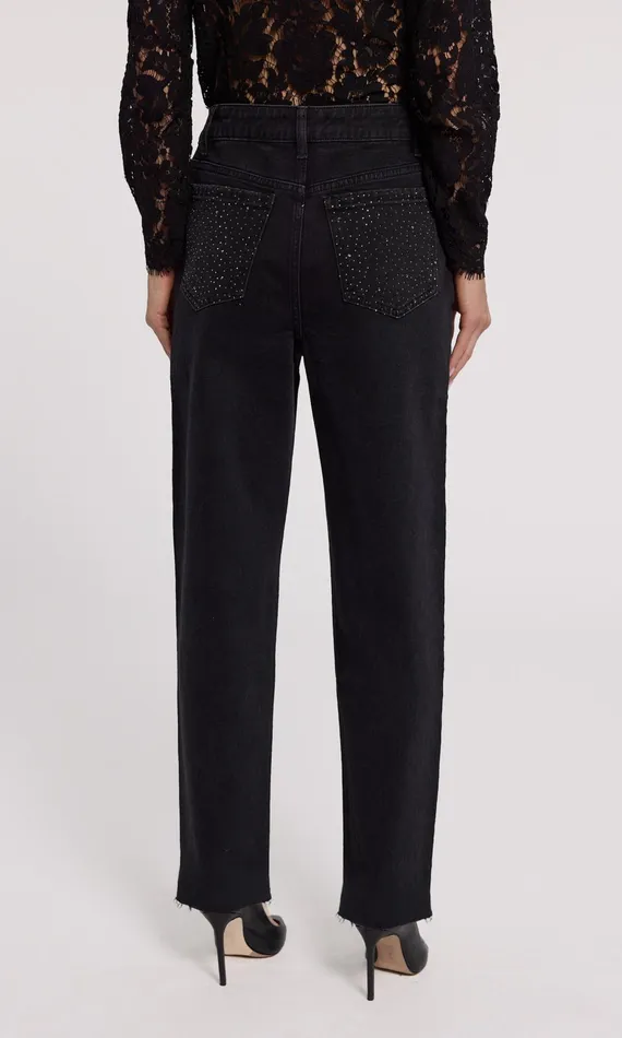 Women Generation Love Clothing Pants Baylor Compact Crystal Jeans Washed Black Hematite