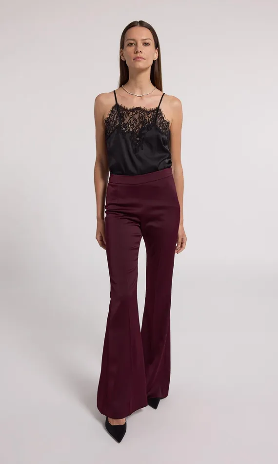 Women Generation Love Clothing Pants Wesley Satin Pants Black Cherry