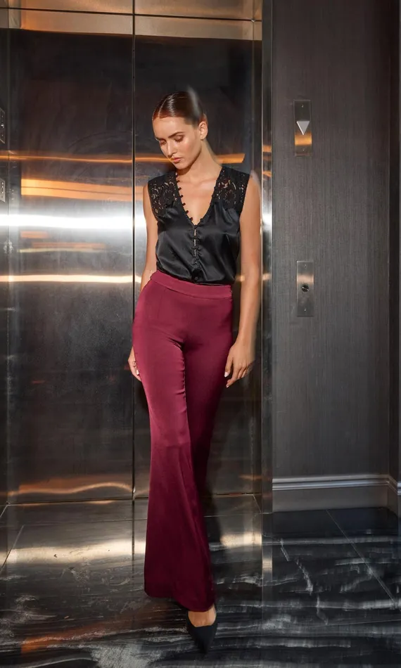 Women Generation Love Clothing Pants Wesley Satin Pants Black Cherry