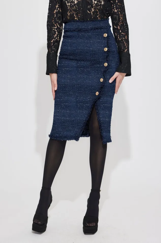 Women Generation Love Clothing Skirts CHANTEL TWEED SKIRT Navygold