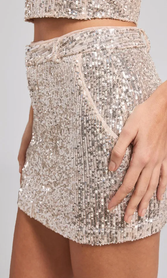 Women Generation Love Clothing Skirts Daphne Sequin Mini Skirt Silver