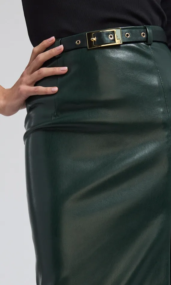 Women Generation Love Clothing Skirts Kiva Vegan Leather Midi Skirt Forest