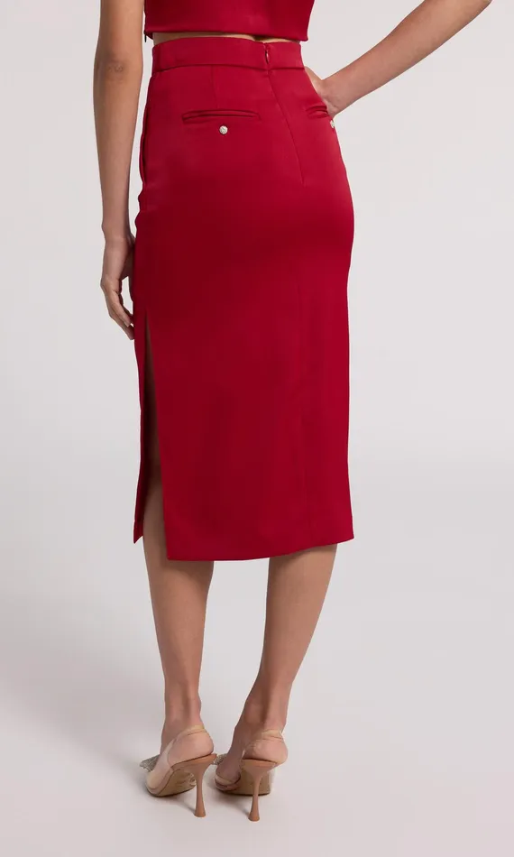 Women Generation Love Clothing Skirts Kori Crystal Embellished Satin Skirt Rubyclear