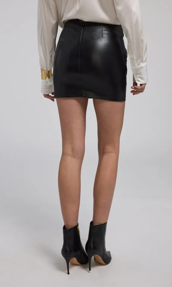 Women Generation Love Clothing Skirts Rianna Vegan Leather Laceup Skirt Black