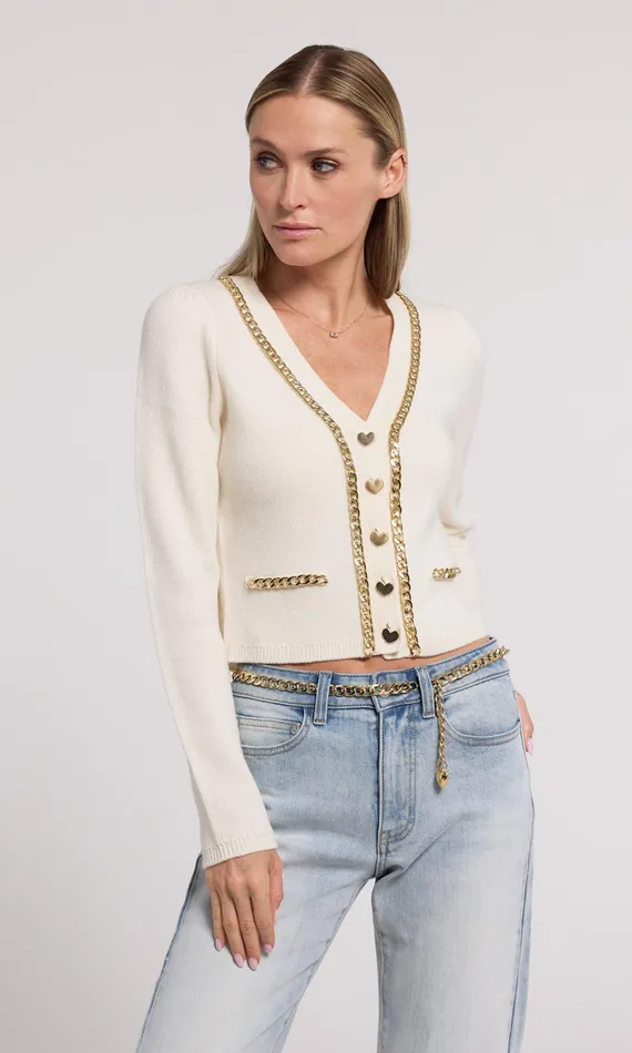 Women Generation Love Clothing Sweaters and Sweatshirts Amor Chain Cardigan Cream Women Generation Love Clothing Sweaters and Sweatshirts Amor Chain Cardigan Cream