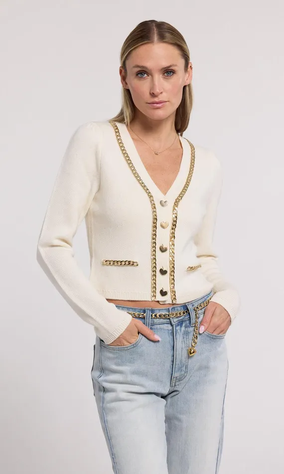 Women Generation Love Clothing Sweaters and Sweatshirts Amor Chain Cardigan Cream