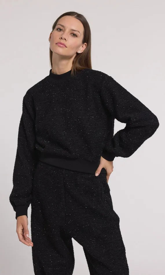 Women Generation Love Clothing Sweaters and Sweatshirts Julie Tweed Sweatshirt Black