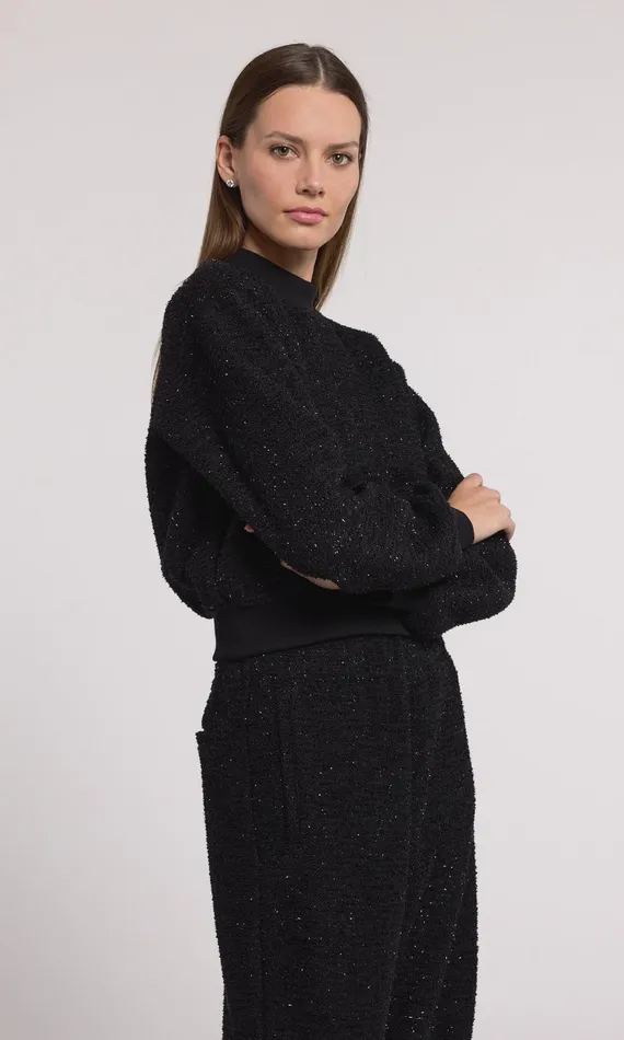 Women Generation Love Clothing Sweaters and Sweatshirts Julie Tweed Sweatshirt Black