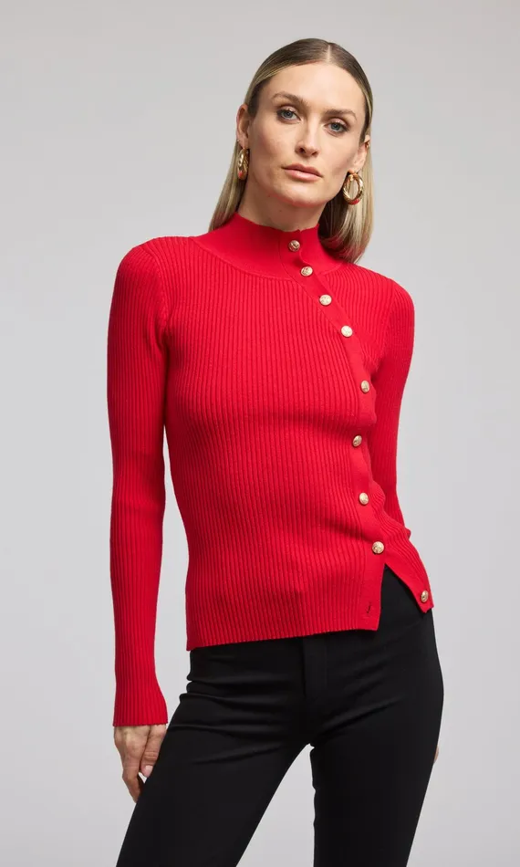 Women Generation Love Clothing Sweaters and Sweatshirts Margaret Rib Top Red