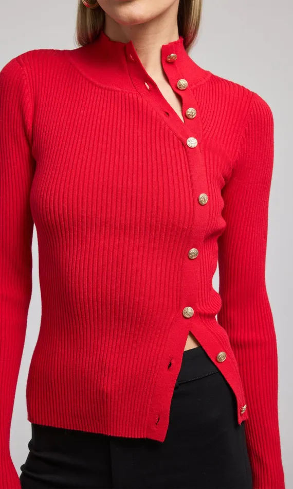 Women Generation Love Clothing Sweaters and Sweatshirts Margaret Rib Top Red
