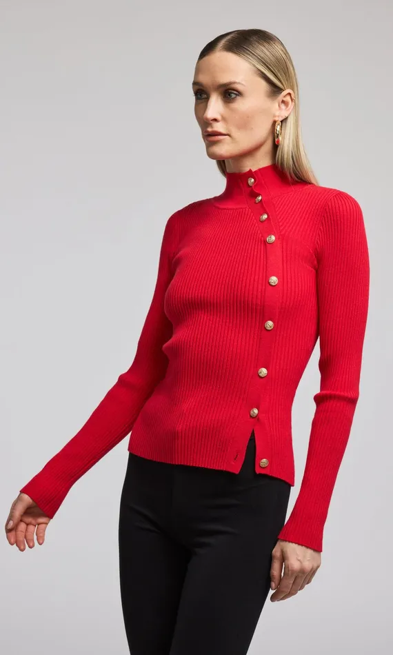 Women Generation Love Clothing Sweaters and Sweatshirts Margaret Rib Top Red