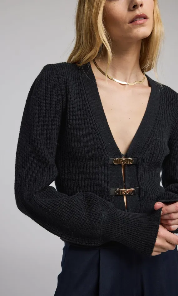 Women Generation Love Clothing Sweaters and Sweatshirts Monse TurnLock Closure Cardigan Black