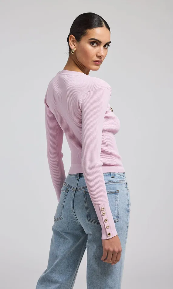 Women Generation Love Clothing Sweaters and Sweatshirts Pennie Ribbed Cardigan Light Pink