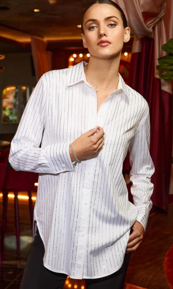 Women Generation Love Clothing Tops Marc Crystal Poplin Shirt Whiteclear