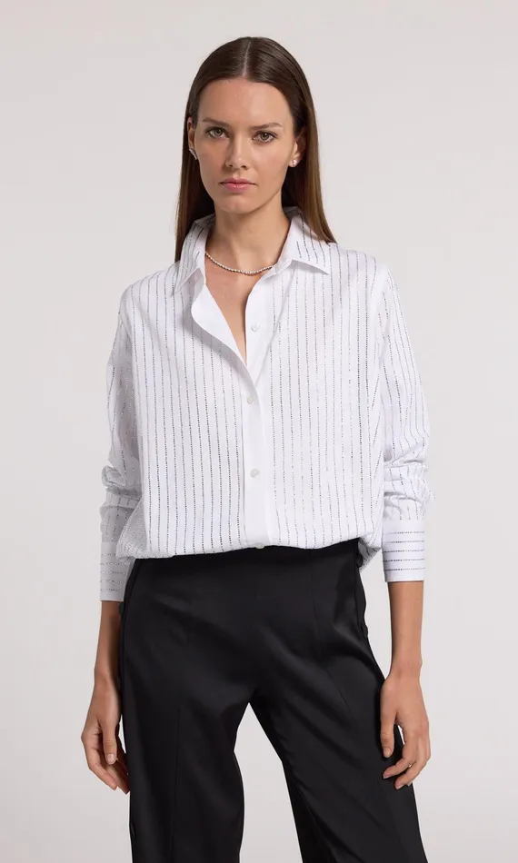 Women Generation Love Clothing Tops Marc Crystal Poplin Shirt Whiteclear