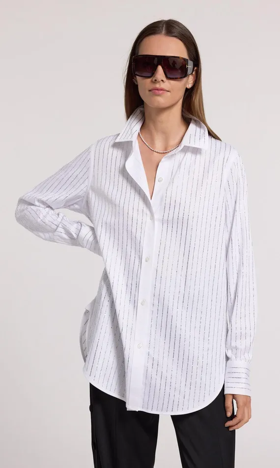 Women Generation Love Clothing Tops Marc Crystal Poplin Shirt Whiteclear