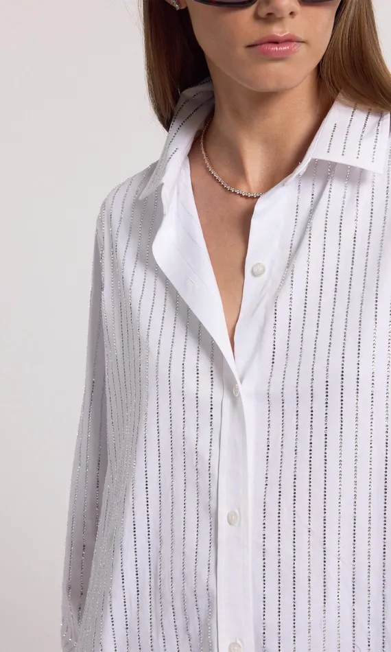 Women Generation Love Clothing Tops Marc Crystal Poplin Shirt Whiteclear