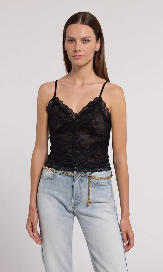 Women Generation Love Clothing Tops Odilla Lace Cami Black Beige