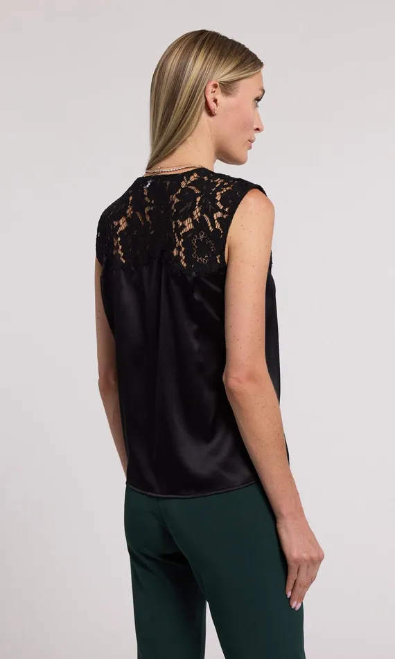 Women Generation Love Clothing Tops Ursula Lace Combo Blouse Black