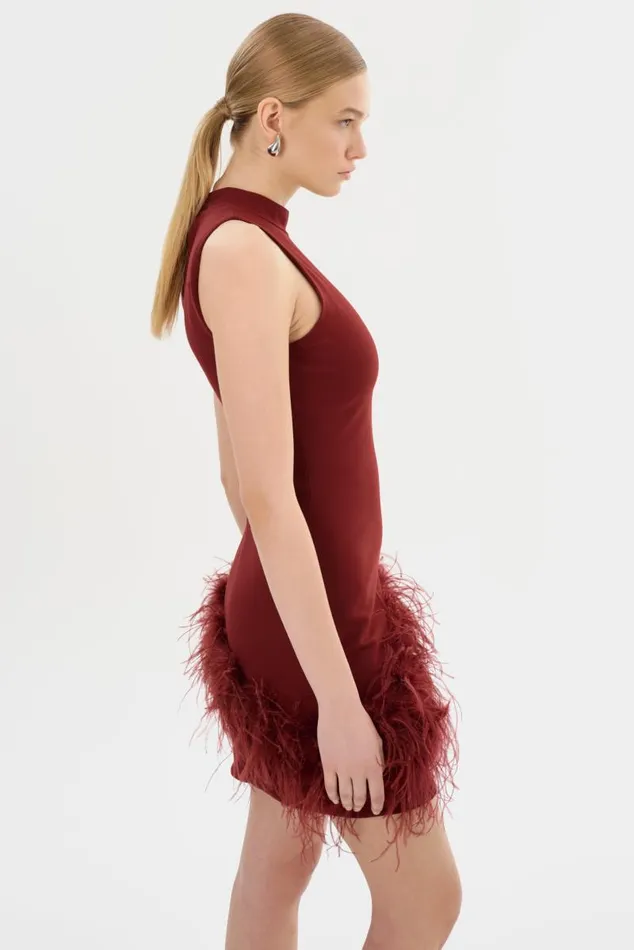Women GEORGINA Mock Neck Dress Syrah LAMARQUE Dresses Women GEORGINA Mock Neck Dress Syrah LAMARQUE Dresses