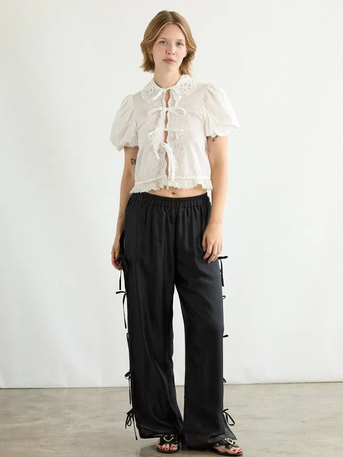 Women Goat Eyelet Blouse White Lisa Says Gah Tops