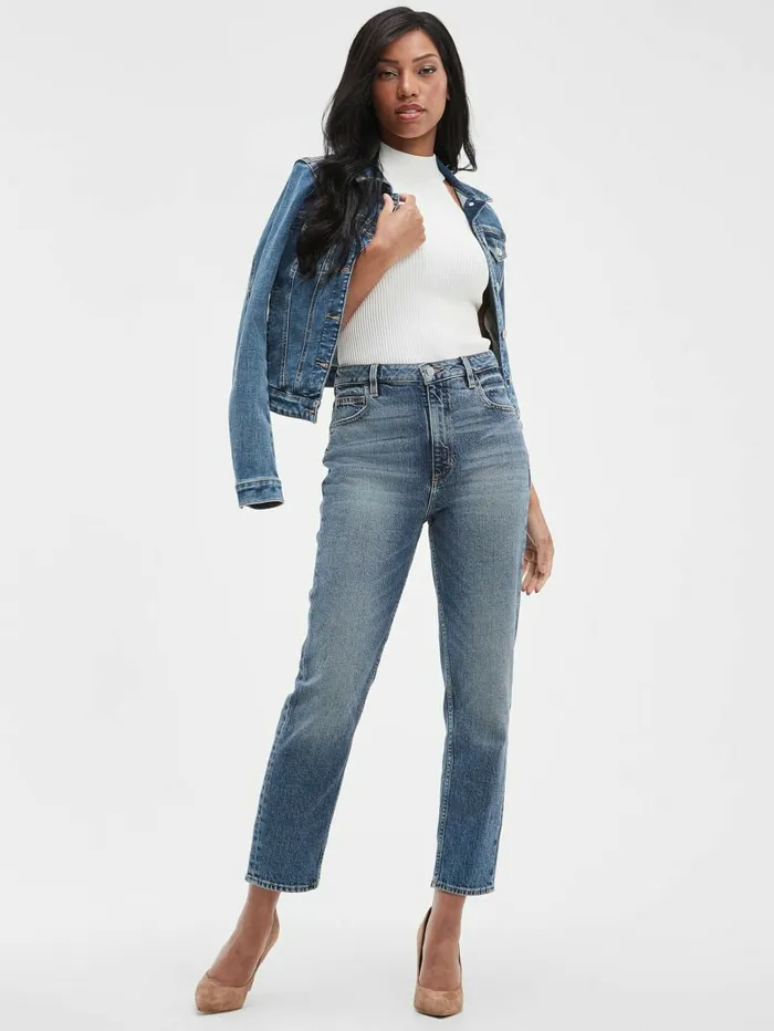 Women GUESS Eco Distressed HighRise Mom Jeans Negroni Jeans and Denim Women GUESS Eco Distressed HighRise Mom Jeans Negroni Jeans and Denim