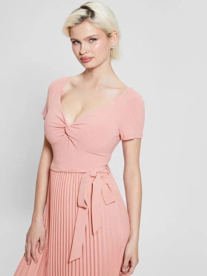 Women GUESS Eco Erynn Belted Dress Midsummer Rose Dresses and Jumpsuits Women GUESS Eco Erynn Belted Dress Midsummer Rose Dresses and Jumpsuits