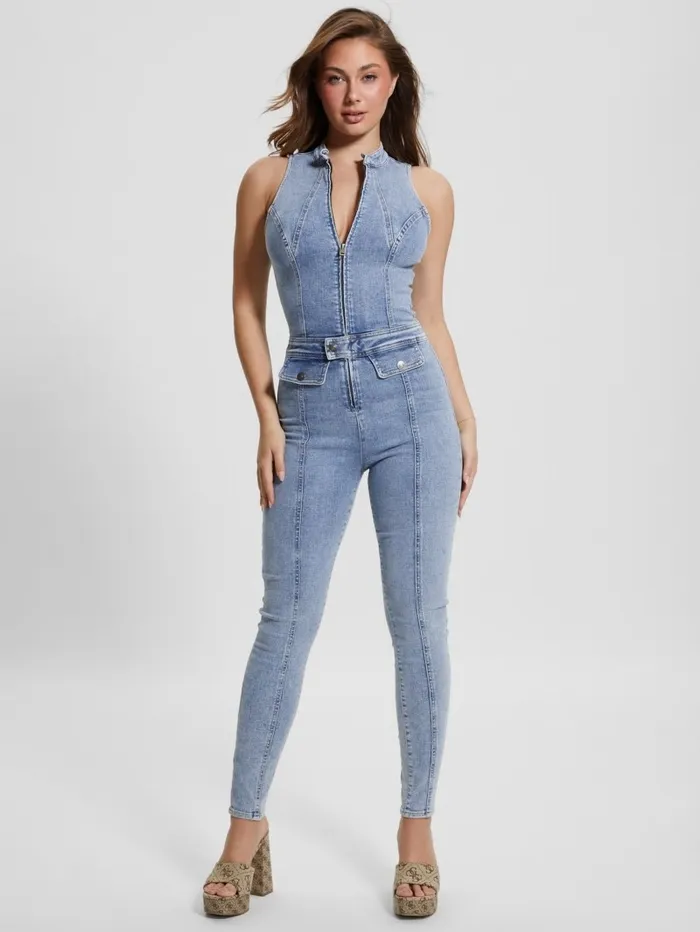 Women GUESS Eco Penny Jumpsuit Cast Off Jeans and Denim