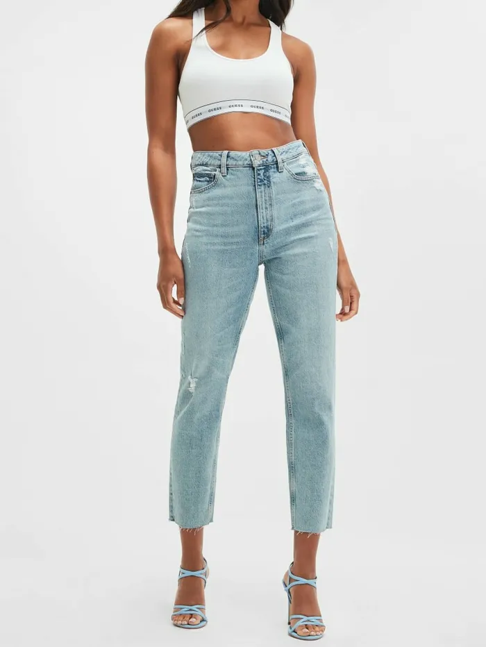 Women GUESS Eco Slim Mom Jeans Moonstone Blue Jeans and Denim Women GUESS Eco Slim Mom Jeans Moonstone Blue Jeans and Denim