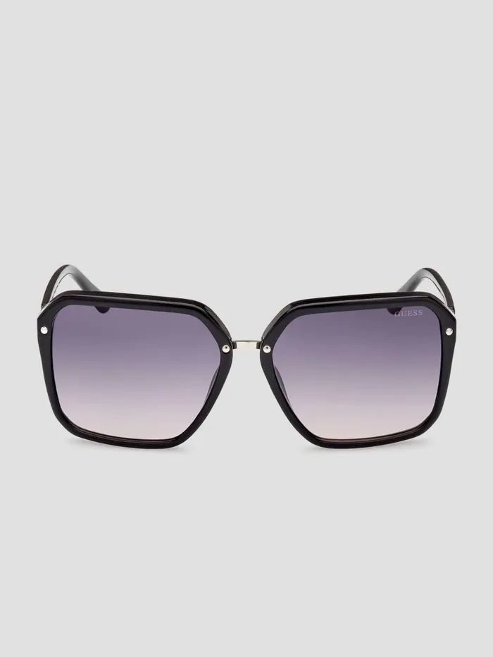 Women GUESS Elena Oversized Square Sunglasses Silver Sunglasses