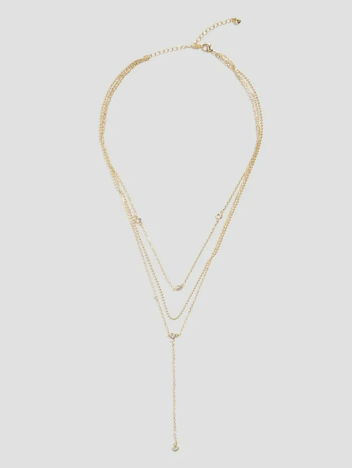 Women GUESS GoldTone Layered Y Necklace Gold Jewelry