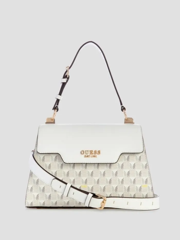 Women GUESS Hallie Mini FoldOver Flap Crossbody Steel Handbags
