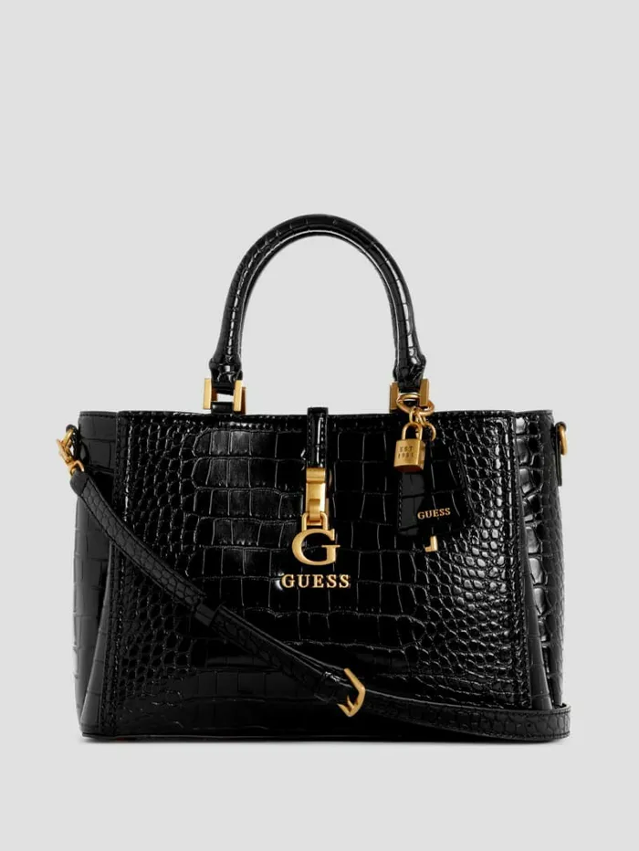 Women GUESS James Girlfriend Satchel Black Handbags