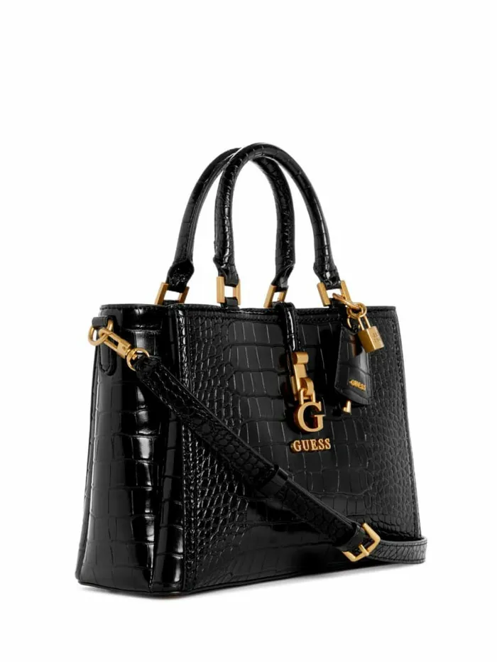 Women GUESS James Girlfriend Satchel Black Handbags Women GUESS James Girlfriend Satchel Black Handbags