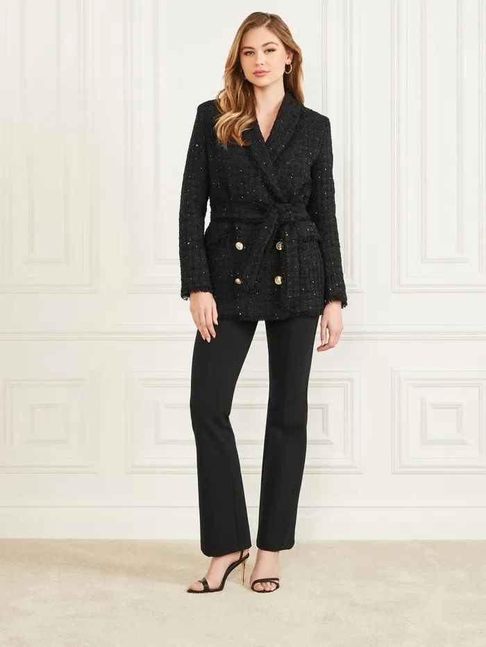 Women GUESS Marika Belted CoverUp Jet Black Multi Jackets and Coats Women GUESS Marika Belted CoverUp Jet Black Multi Jackets and Coats