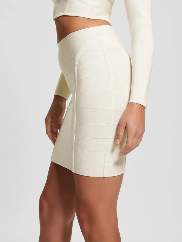 Women GUESS Mirage Bandage Pencil Skirt Dove White Bottoms Women GUESS Mirage Bandage Pencil Skirt Dove White Bottoms
