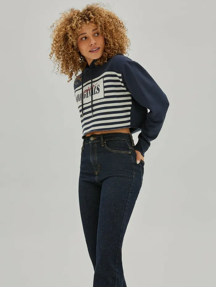 Women GUESS Originals Cropped Hoodie Endless Blue Jackets and Coats GUESS