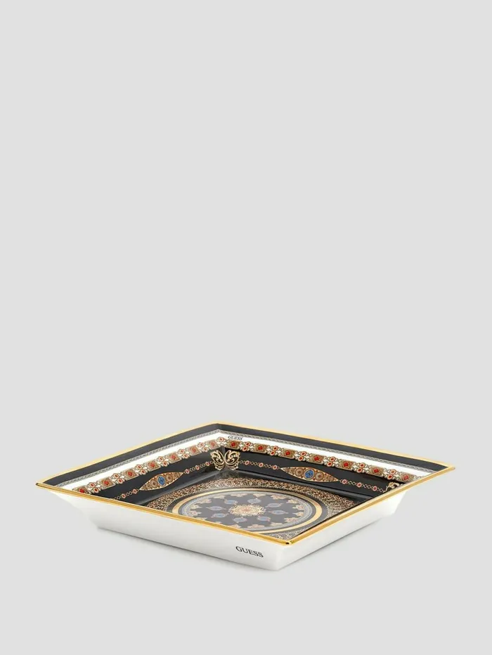 Women GUESS Porcelain Square Plate Black Floral Print Home Women GUESS Porcelain Square Plate Black Floral Print Home
