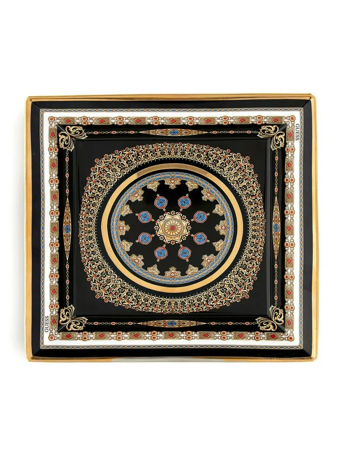 Women GUESS Porcelain Square Plate Black Floral Print Home Women GUESS Porcelain Square Plate Black Floral Print Home